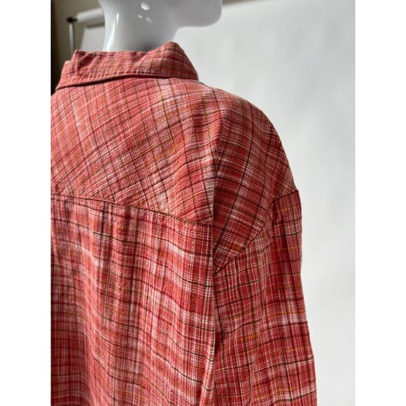 Victoria Jones Womans Red Plaid Cotton Button-Up Shirt 2X - Picture 9 of 16